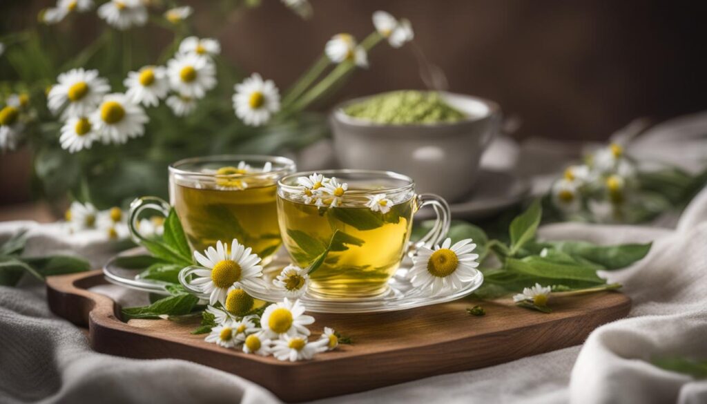 chamomile tea and green tea