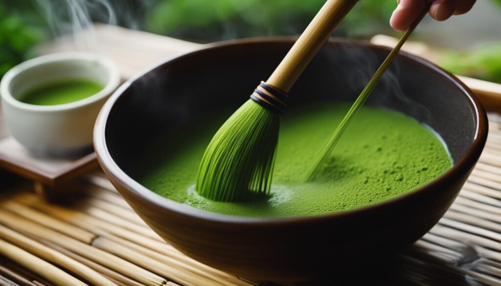 traditional method of making matcha green tea powder