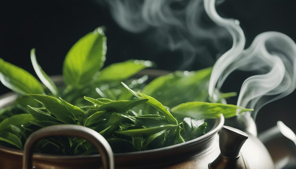 fresh green tea leaves